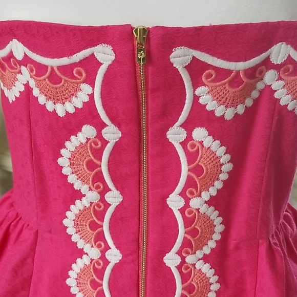 Lilly Pulitzer Strapless Pink Dress with Lace Detail - Picture 6 of 8
